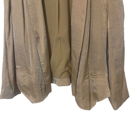 Chico's Size 1 Small Gold Metallic Open Front Viscose Cardigan Blazer - Picture 3 of 8